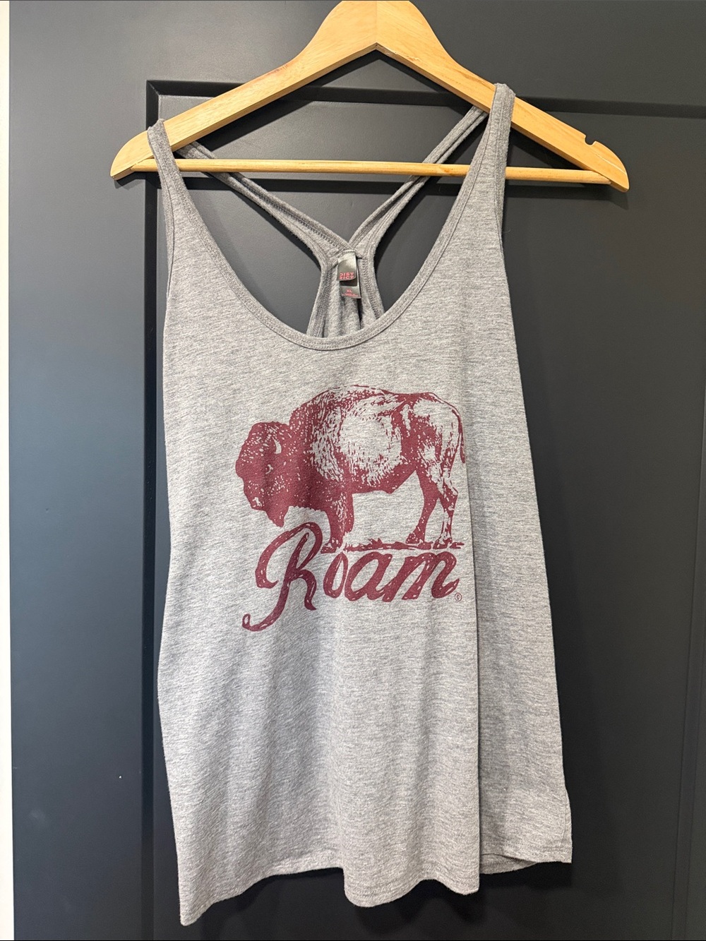District Grey Tank Top with Maroon Buffalo Graphic